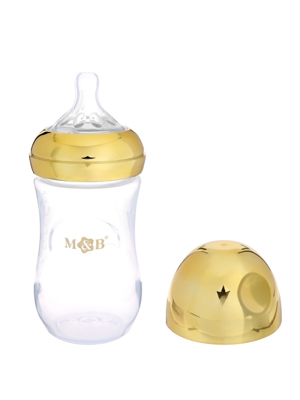 Бутылочка для кормления с наклейками «Корона» от 0 мес., 250 мл., цвет золотой, M&B