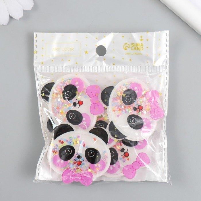 Шейкер для творчества акрил  Шейкер для творчества акрил "Панда с бантом" с глиттером набор 5 шт 0,6х4,4х4,3 см