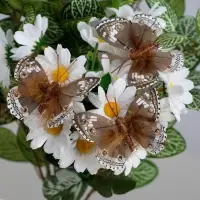 Бабочки для декора и флористики, на прищепке, пластиковые, коричневые, МИКС, 5 см и 8 см