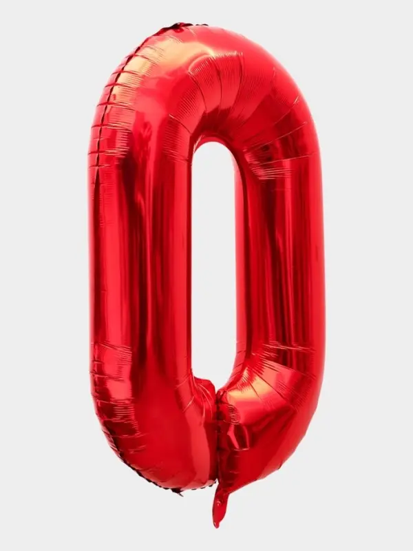 Воздушный шар фольгированный 40" &laquo;Цифра 0&raquo;, красный