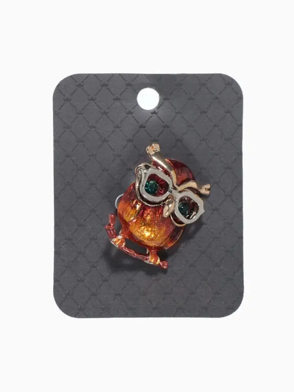 Брошь &laquo;Филин в очках&raquo;, цветная в золоте