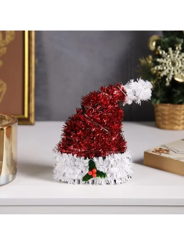 Светодиодная фигура из мишуры &laquo;Колпак&raquo; 14&times;10 см, 10 LED, от батареек AG10&times;3, свечение тёплое белое