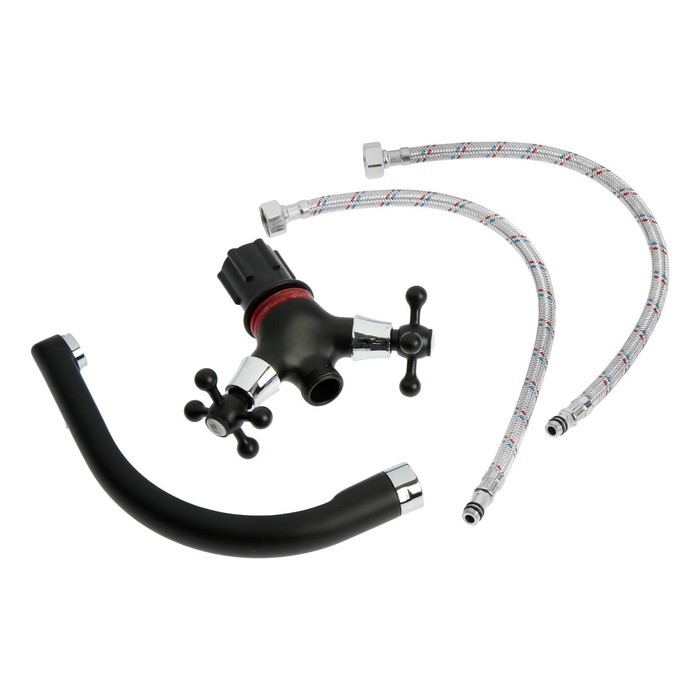 Смеситель для кухни ZEIN ZC2023, кран-букса латунь 1/2 Смеситель для кухни ZEIN ZC2023, кран-букса латунь 1/2", двухвентильный, черный