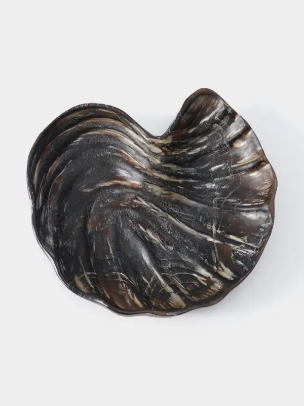 Тарелка &laquo;Ракушка&raquo;, 26&times;23&times;3 см, дерево джати, тёмно-коричневая