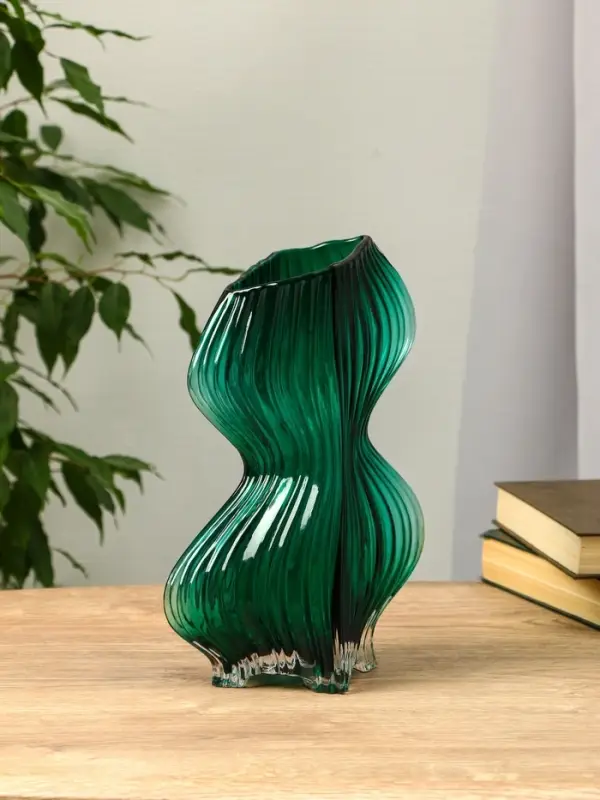 Ваза стекло настольная "Мэнди" 28,5х17 см, зелёный