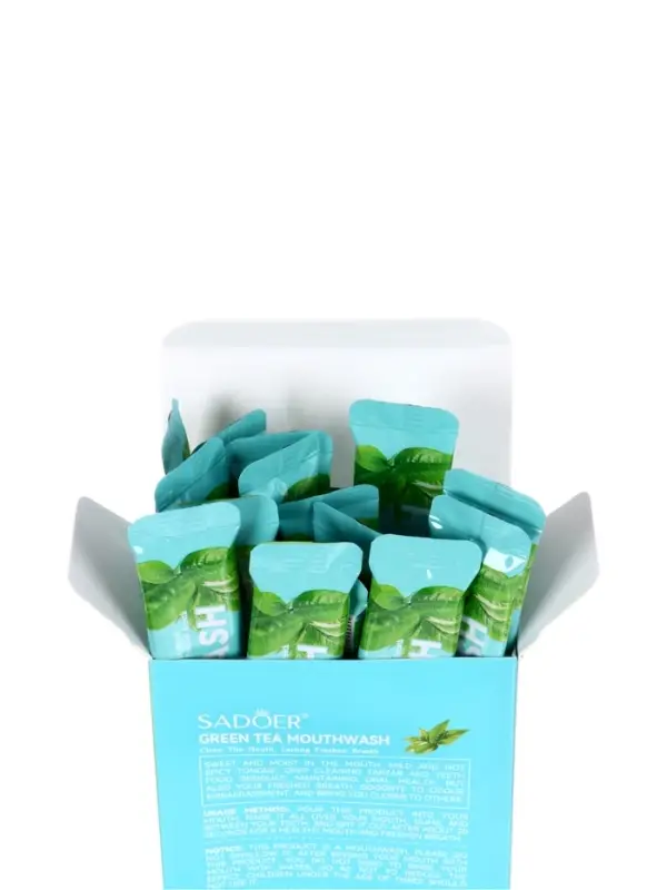 Ополаскиватель для полости рта в стиках со вкусом зеленого чая, 20 шт. по 10 мл