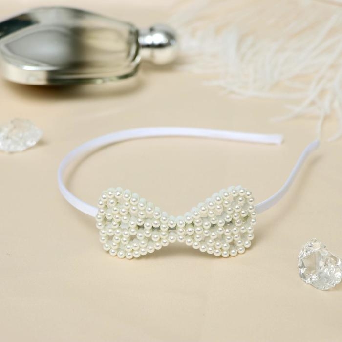 Ободок для волос Ободок для волос "Бланш" бантик, 0,5 см, белый