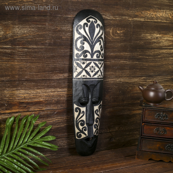 Маска настенная дерево Маска настенная дерево "Абориген с узором вензеля" 3х12х50 см