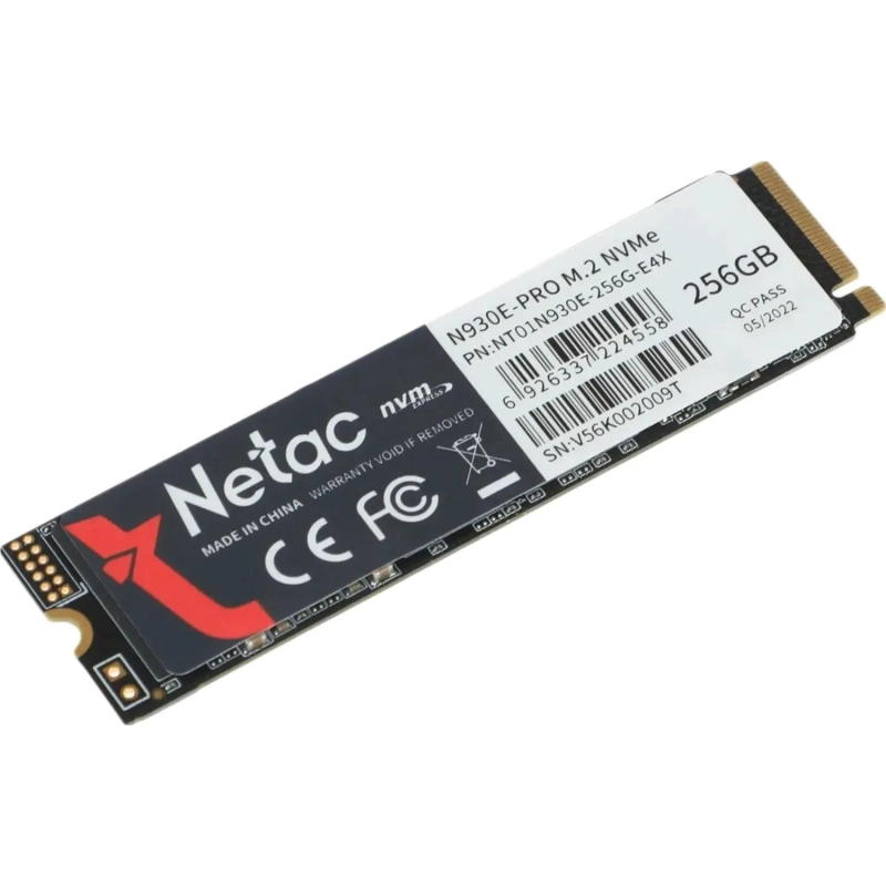 SSD накопитель Netac SSD N930E (NT01N930E-256G-E4X)256GB/PCIe 3x4/M.2 2280