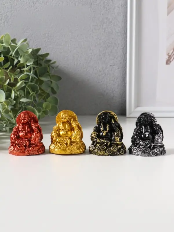 Сувенир полистоун "Хотей с зонтом" набор 4 шт 4,5х4,8х5,6 см