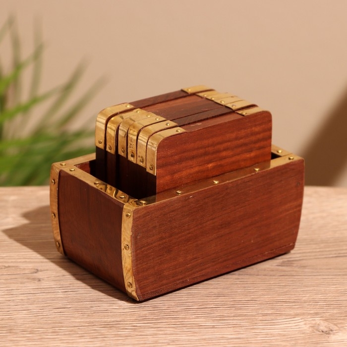 Подставки под горячее (набор 6 шт) 10х6,5х7 см, дерево шишам Подставки под горячее (набор 6 шт) 10х6,5х7 см, дерево шишам