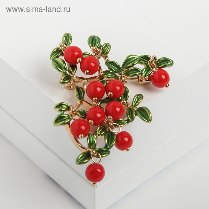 Брошь «Ветвь коралловая», цвет красно-зелёный в золоте Брошь «Ветвь коралловая», цвет красно-зелёный в золоте