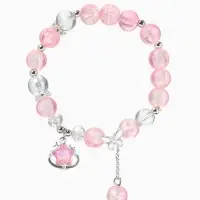 Браслет с подвесками &laquo;Сахарный. Звезда&raquo;, шар №10/8, d=6 см, розовый, белый матовый в серебре