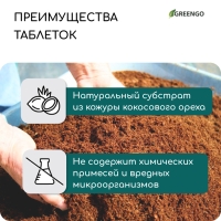 Субстрат кокосовый в таблетках, 4,5 л, d = 10 см, набор 5 шт., без оболочки, Greengo