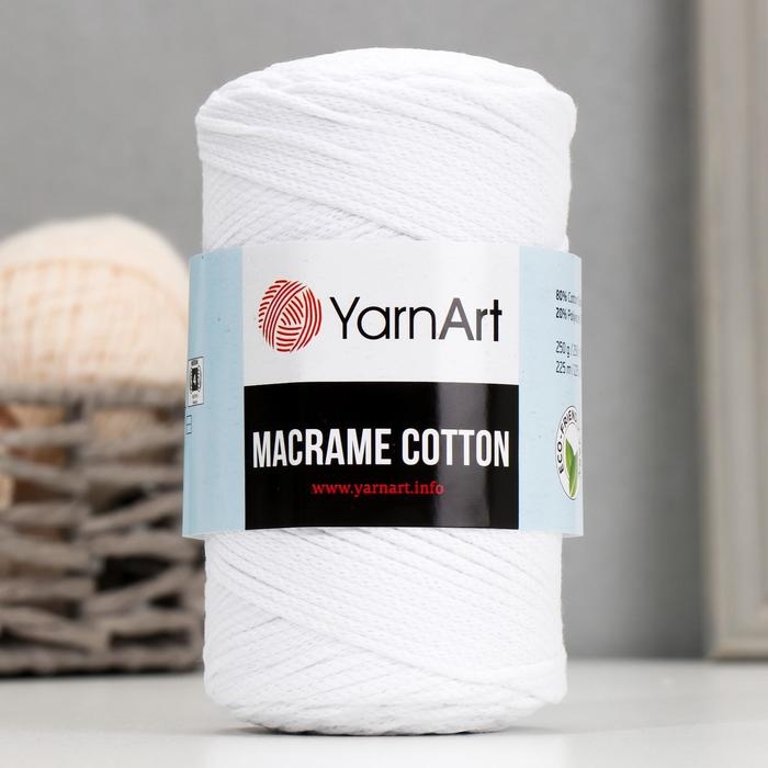 Пряжа  Пряжа "Macrame Cotton" 20% полиэстер,80% хлопок  225м/250гр (751 белый)