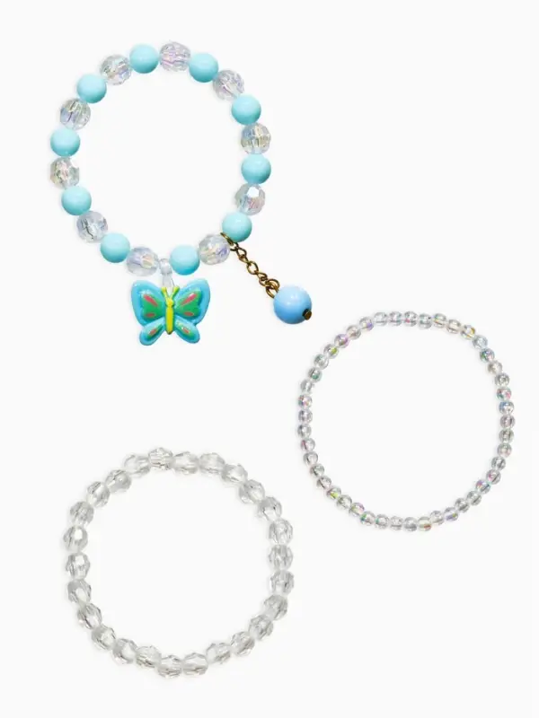 Браслет детский «Выбражулька», 3 шт. набор, бабочка с подвеской, бусины, цветной Браслет детский «Выбражулька», 3 шт. набор, бабочка с подвеской, бусины, цветной