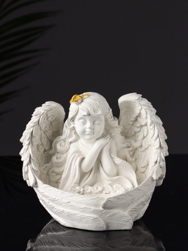 Набор фигур "Ангелы на подносе" 20х10х16 см, белый