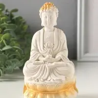 Фигурка гипс &laquo;Будда&raquo;, 15&times;9&times;6 см, белая с позолотой