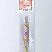 Пинцет скошенный, узкий, 8.5 см, рисунок МИКС