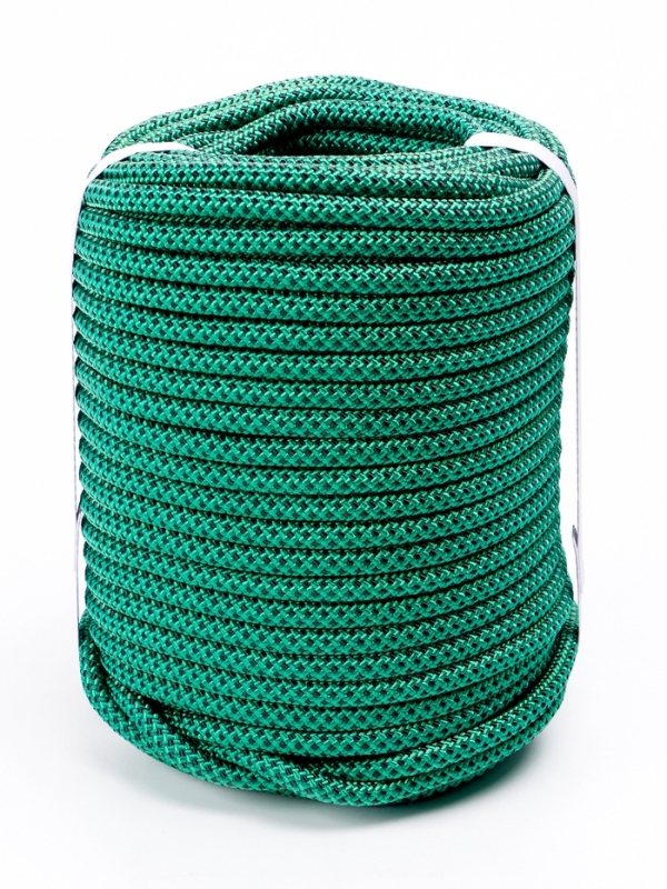 Веревка страховочно-спасательная  Веревка страховочно-спасательная "Climb" 32 прядная, черно-зеленая, d= 8 мм, 50 м