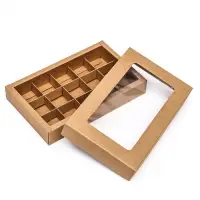 Коробка для 15 конфет, крафт, 13.7×22×3.5 см