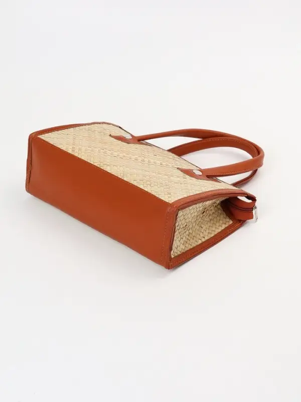 Сумка плетёная на молнии из пандана, 30&times;10&times;35 см, светло-коричневая