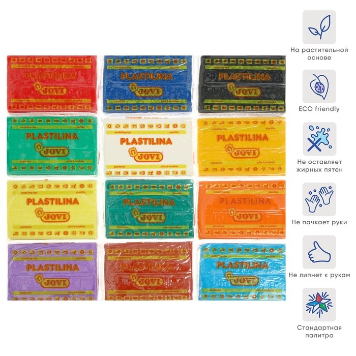 Пластилин на растительной основе, 12 цветов, 350 г, JOVI, дисплей, микс, для малышей (цена за 1 шт.) Пластилин на растительной основе, 12 цветов, 350 г, JOVI, дисплей, микс, для малышей (цена за 1 шт.)