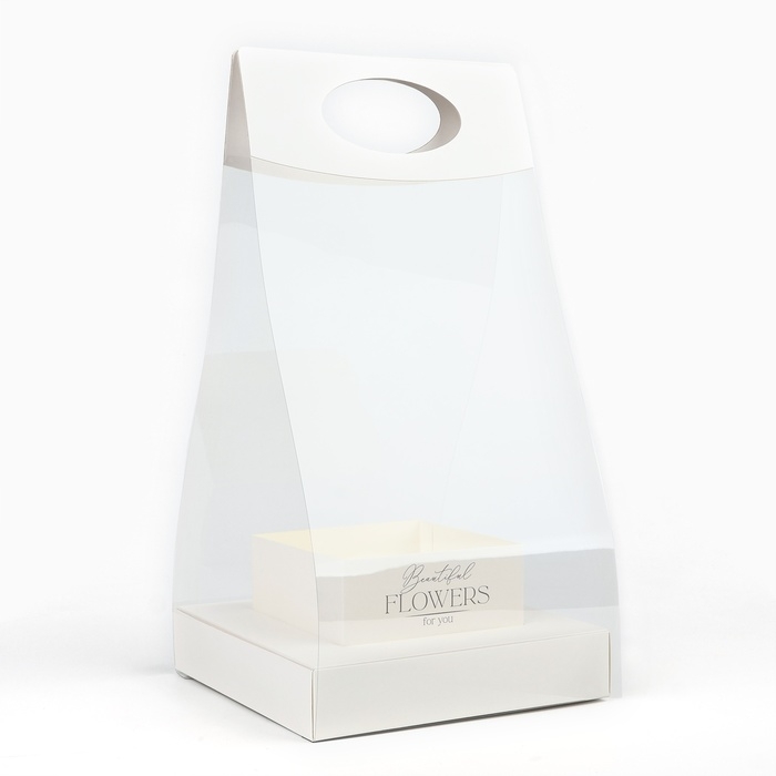 Коробка подарочная складная переноска для цветов, упаковка, «Чистота», 20 x 20 x 4 см Коробка подарочная складная переноска для цветов, упаковка, «Чистота», 20 x 20 x 4 см