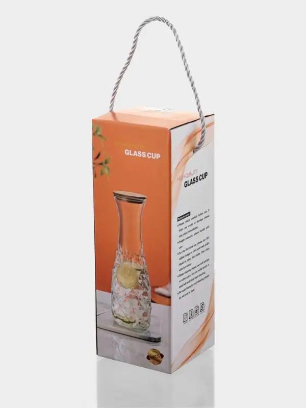 Графин стеклянный с бамбуковой крышкой "Элизиум", 9,5х27,5 см, 1000 мл