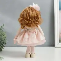 Интерьерная кукла текстильная &laquo;Малышка Ася в розовом, с медведем&raquo;, 36&times;13&times;15.5 см