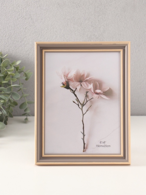 Фоторамка пластик 15х20 см "Классика" серая, беж 18х23 см