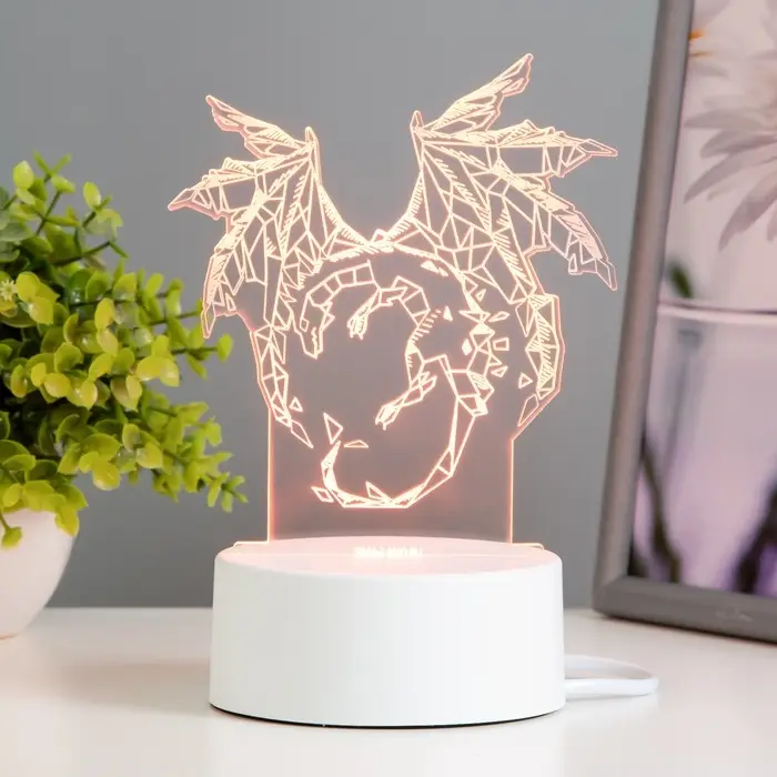 Светильник 3D RISALUX &laquo;Дракон&raquo;, LED-ночник, RGB, от сети, 14.2&times;9.5&times;16 см