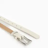 Ремень женский, 110&times;2.3 см, классическая пряжка металл, серебристая, белый