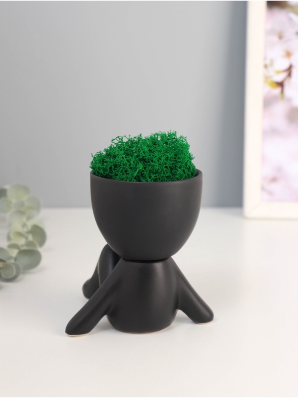 Кашпо керамика  Кашпо керамика "Мистер Грин на чиле" 10*9,5*12 см черный