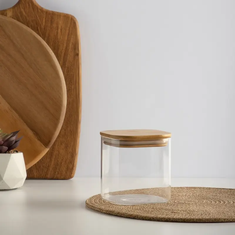 VETTA ЭКО Вуд Банка для хранения 750мл, 10,5х10х10см, стекло, бамбук