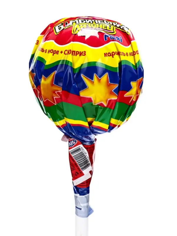 Карамель на палочке в наборе с подарком Карамель на палочке в наборе с подарком "Лизунец MAXI Бомбический" 112гр*24шт.