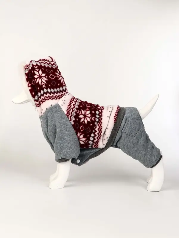 Комбинезон Комбинезон "Лапландия", с подкладом, размер L (ДС 35, ОГ 45, ОШ 35 см), серый/бордо