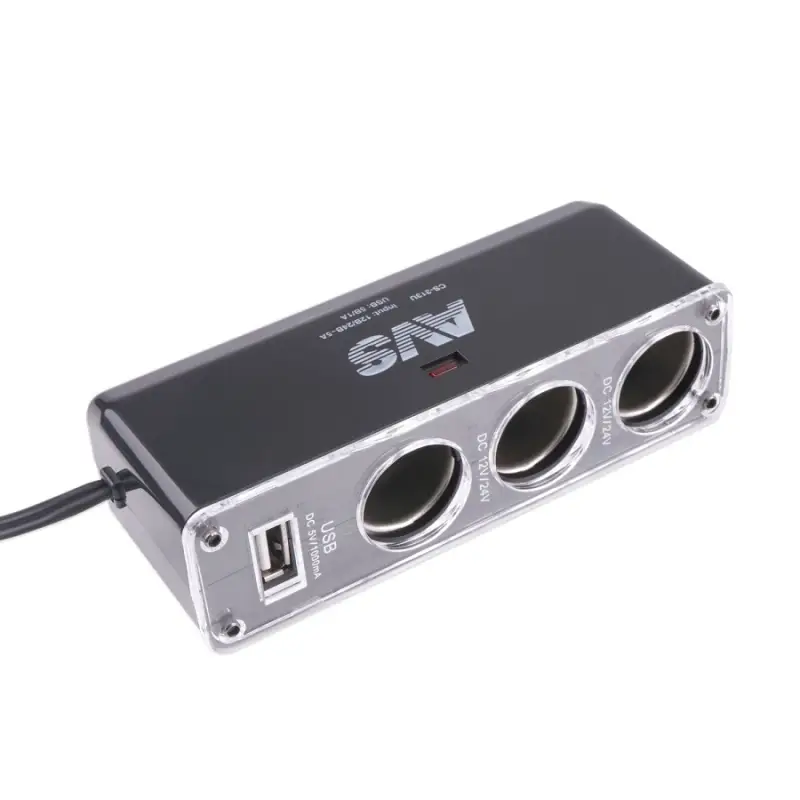 Разветвитель прикуривателя AVS 12/24 (на 3 выхода+USB) CS313U