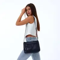 Сумка женская кросс-боди на молнии, 28&times;10&times;20 см, тёмно-синяя