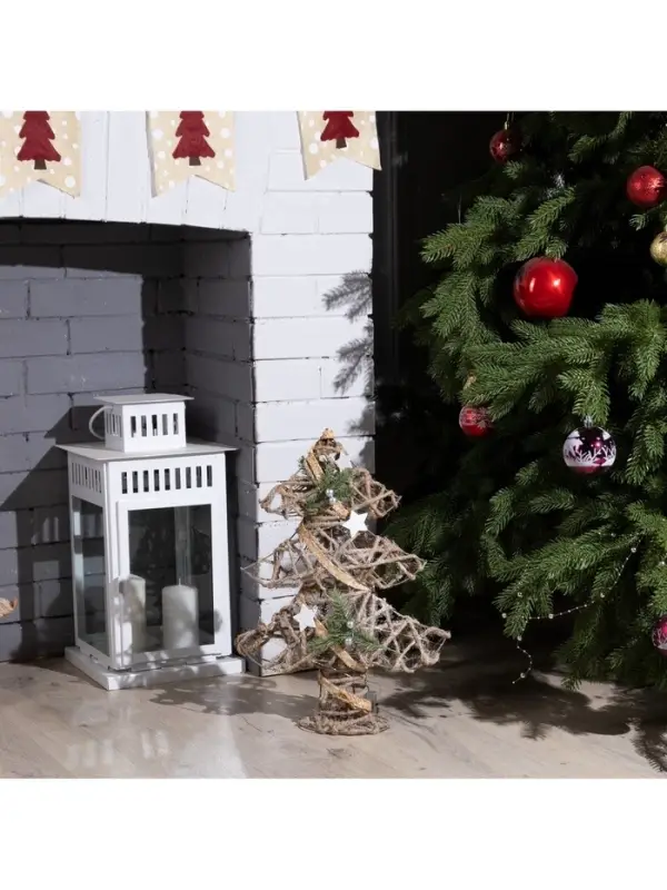 Светодиодная фигура &laquo;Ёлка&raquo; 32&times;44&times;10 см, металл, текстиль, от батареек AAх2, свечение тёплое белое