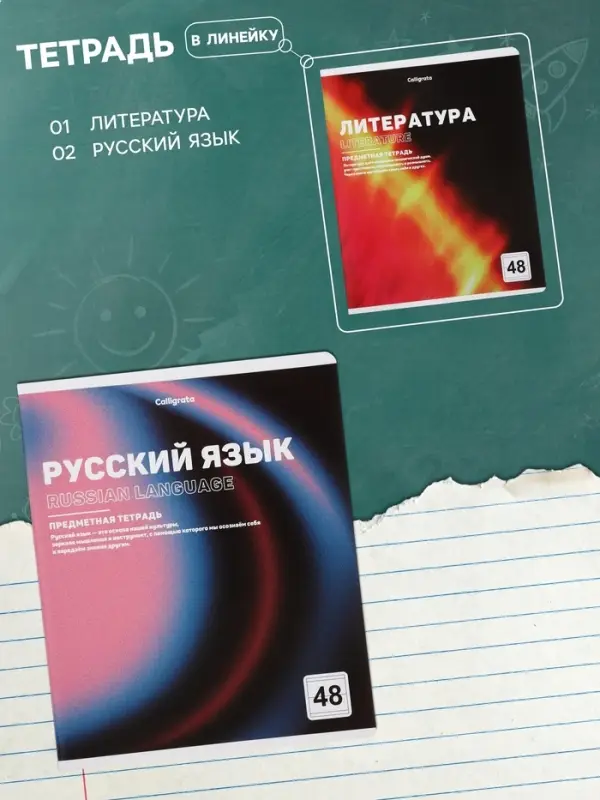 Тетради предметные 12 шт. 48 листов, справочная информация, 60 г