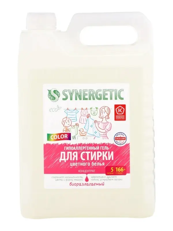 Гель для стирки цветного белья SYNERGETIC COLOR, 5 л