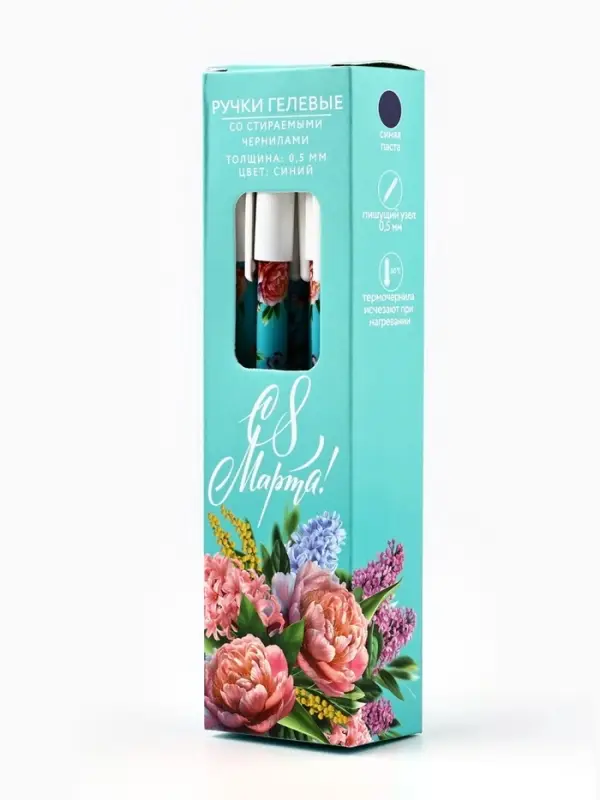 Ручка пиши-стирай, синяя паста, гелевая 0.5 мм с колпачком «С 8 Марта!» Ручка пиши-стирай, синяя паста, гелевая 0.5 мм с колпачком «С 8 Марта!»