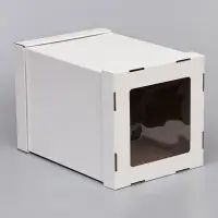 Коробка под торт, с ПВХ окном, белая, 30&times;30&times;45 см