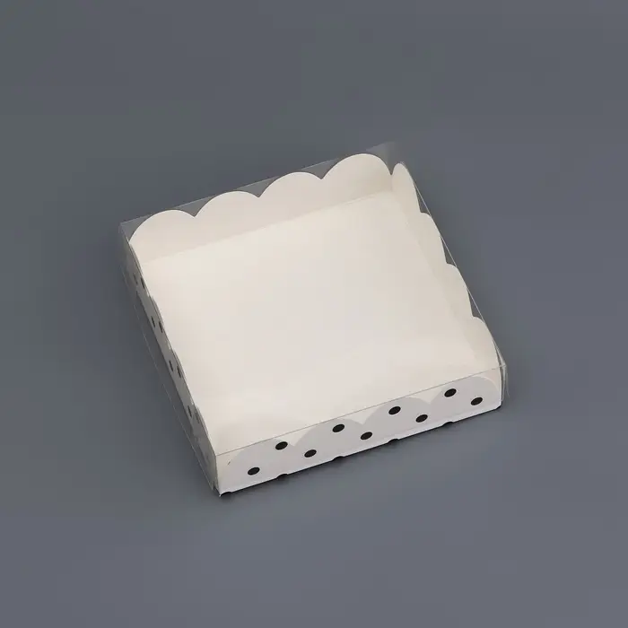 Коробка для печенья, «Горох», белая, 12×12×3 см Коробка для печенья, «Горох», белая, 12×12×3 см