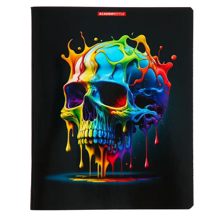 Тетрадь 48 листов в клетку &laquo;Яркие черепа&raquo;, обложка мелованный картон, УФ-лак, МИКС