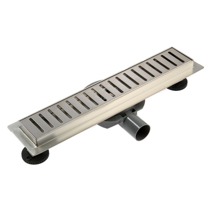 Трап ZEIN engr, c флaнцeм свободного вращ 360°, 7*40 см, d=40/50 мм, нерж сталь, сатин