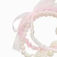 Браслеты детские &laquo;Выбражулька. Бант, жемчуг&raquo;, d=4 см, набор 3 шт. белые, розовый