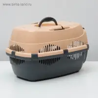 Переноска для животных до 9 кг &laquo;Пижон&raquo;, 43&times;29&times;27.5 см, металлическая дверь, пластик, бежевая, серая
