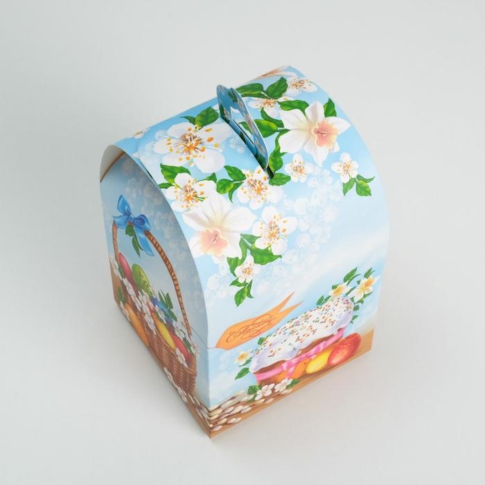 Коробка кондитерская складная, упаковка «Вкусный Кулич», 16,5 х 14,5 х 21 см